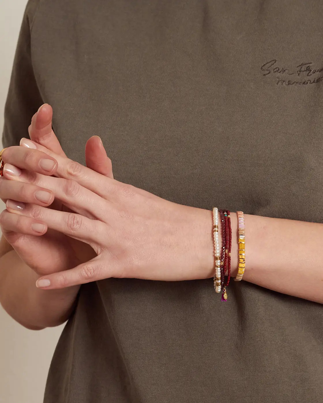 Eliza Gold Vermeil Ruby Stretch Bracelet -  Ruby