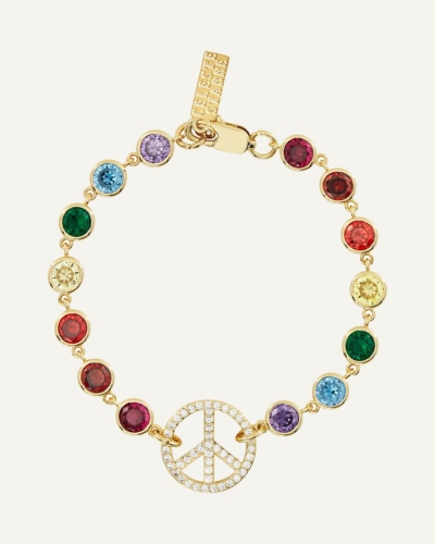 The Glastonbury Gold-Plated Zirkonia Bracelet with Peace Charm
