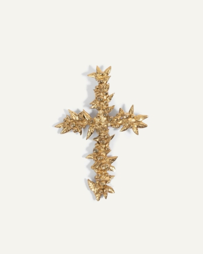 Solid Bronze Apple Blossom Cross Pendant