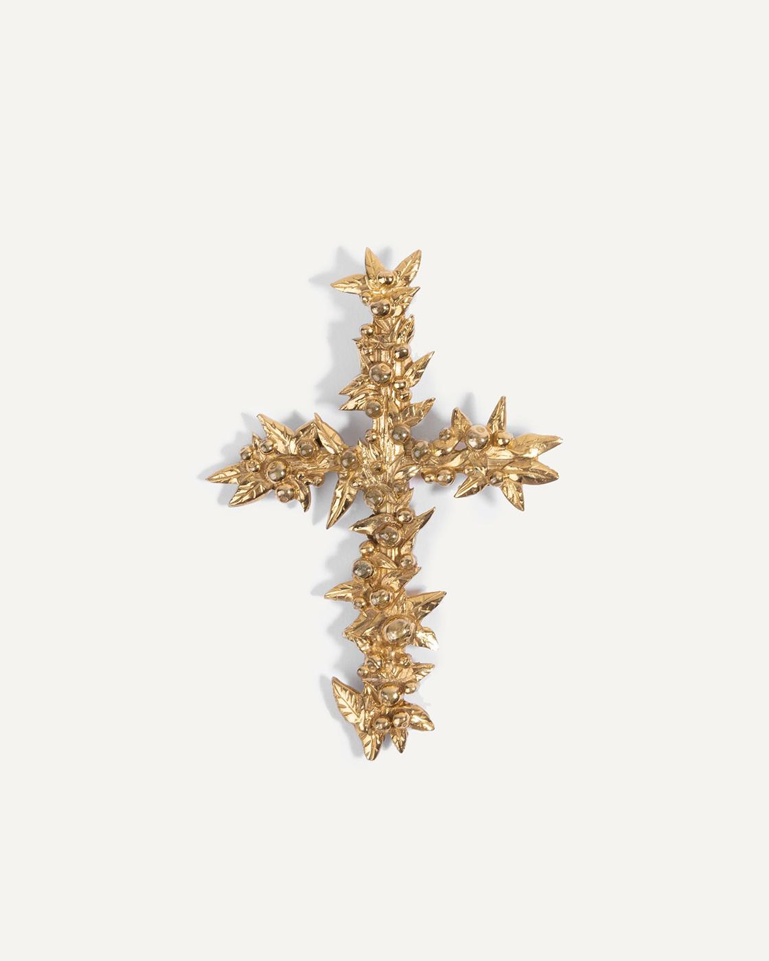 Solid Bronze Apple Blossom Cross Pendant
