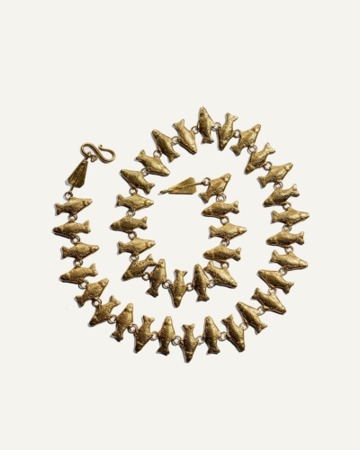 Chunky Bronze Gold-plated Fish Necklace