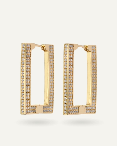 Gold-Plated Cubic Zirconia Pave Boxer Hoops