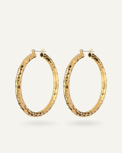 Amalfi Hammered Gold-Plated Large Hoops
