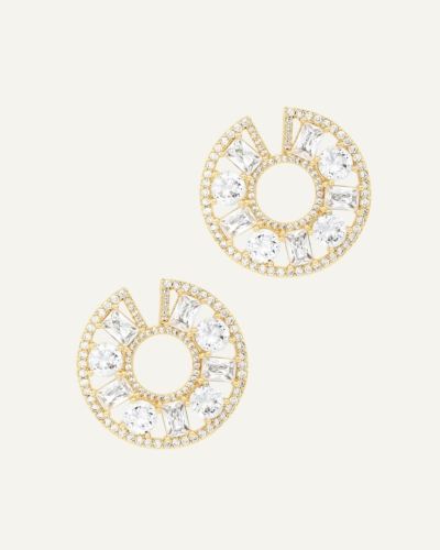 Royal Nights Gold-Plated Circular Zirkonia Earrings