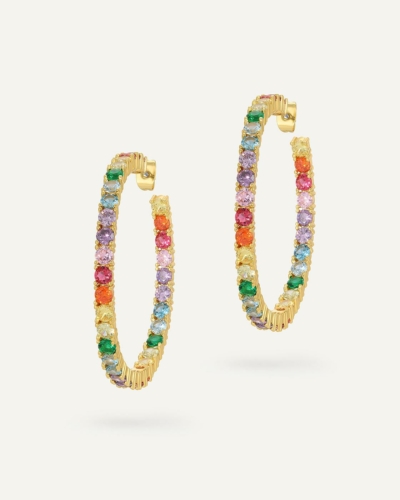 Need Money For Hoops Gold-Plated Multi-Coloured Earrings