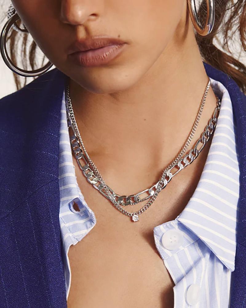 Bardot Versilberte Halskette mit Zirkonia-Anhänger