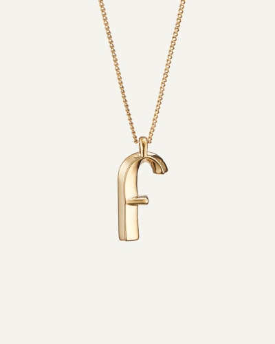 JB Monogram Curb Chain Gold-Plated Necklace Letter F