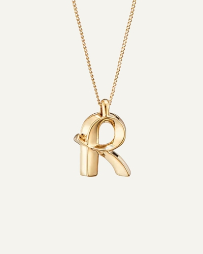 JB Monogram Curb Chain Gold-Plated Necklace Letter R