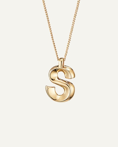 JB Monogram Curb Chain Gold-Plated Necklace Letter S
