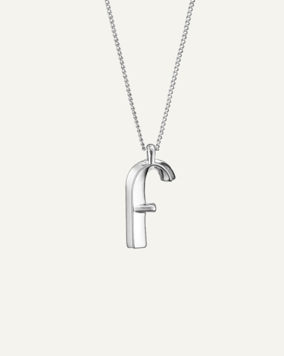 JB Monogram Curb Chain Silver-Plated Necklace Letter F