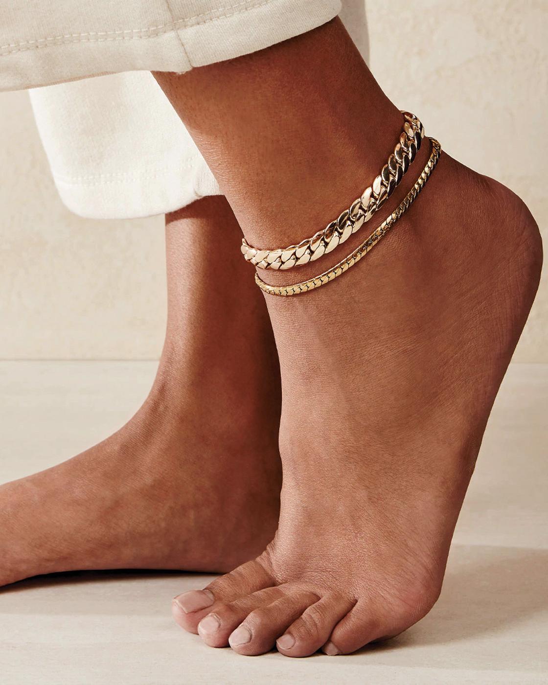 Harvey Gold Tone-Dipped Brass Anklet