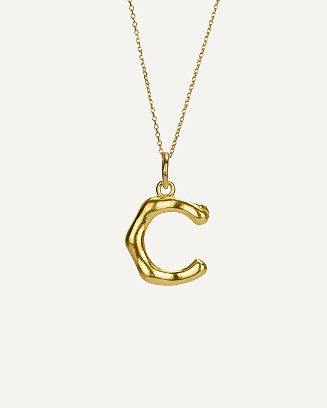 Gold-Plated Sterling Silver Letter Pendant C
