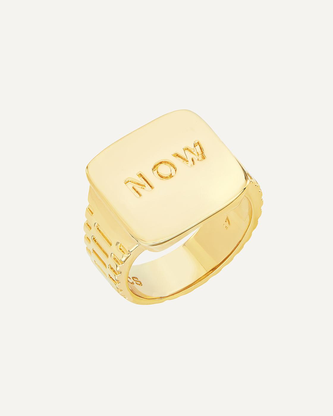 Time Is Now Gold-Plated Signet Ring