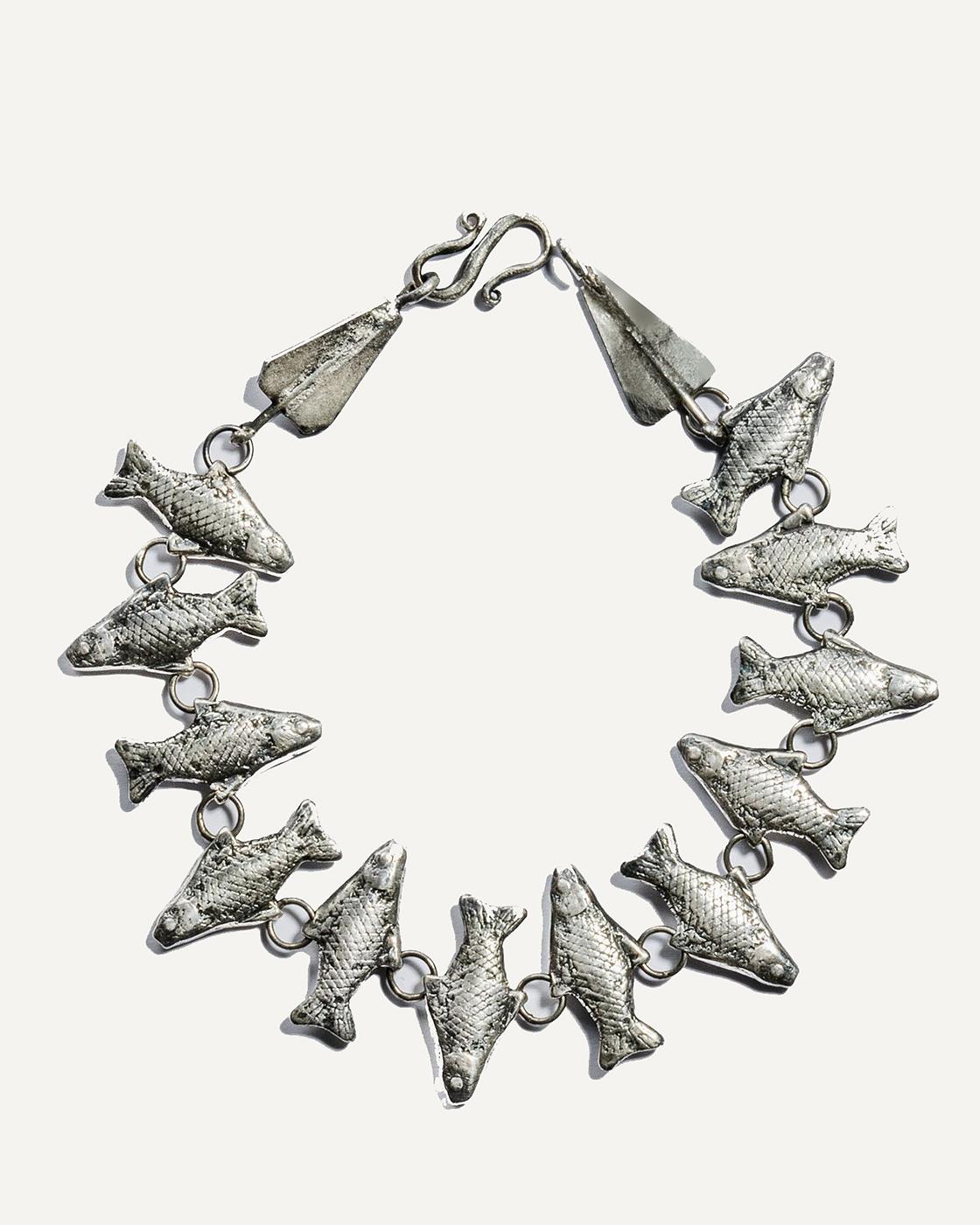 Chunky Solid Sterling Silver Fish Bracelet