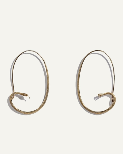 Gold-Plated Snake Oval Hoops