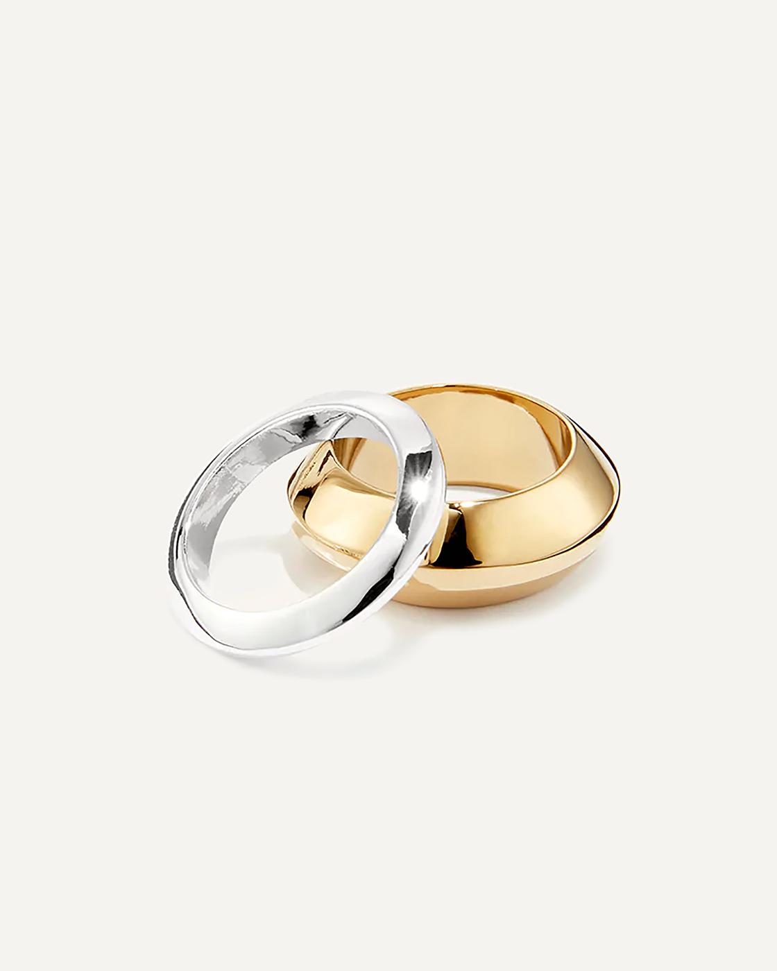 Toni Gold-Plated and Silver-Plated Ring Set