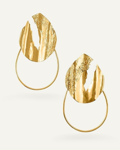 Gold-Plated Textured Large Hoop