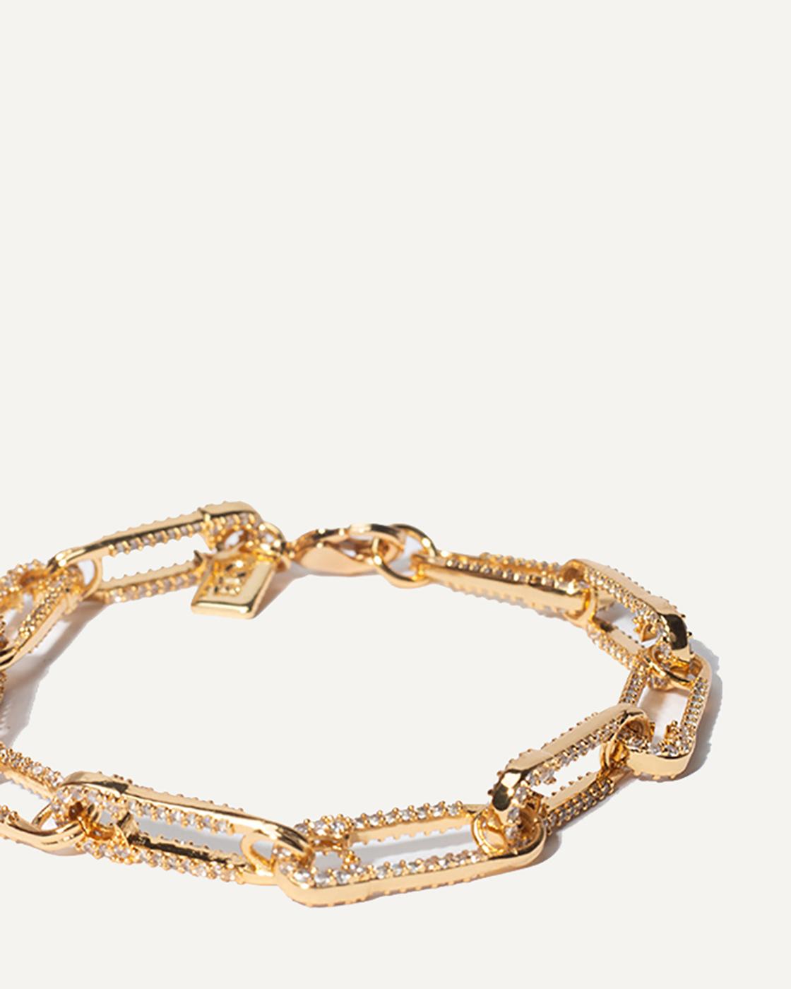 Locked Gold-Plated Cubic Zirconia Bracelet