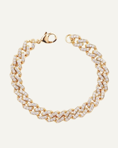 Mexican chain Gold-Plated Cubic Zirconia Bracelet - Clear