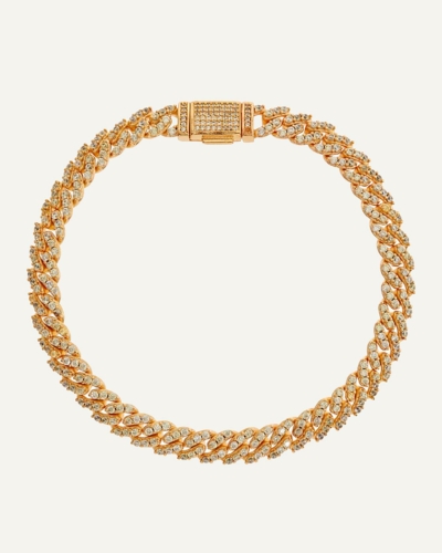 Micro Mexican chain Gold-Plated Cubic Zirconia Bracelet - Clear