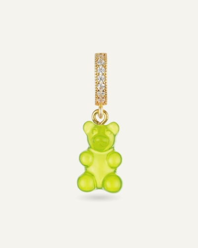 Nostalgia Bear Gold-Plated Resin Pendant with Pave Connector - Lime