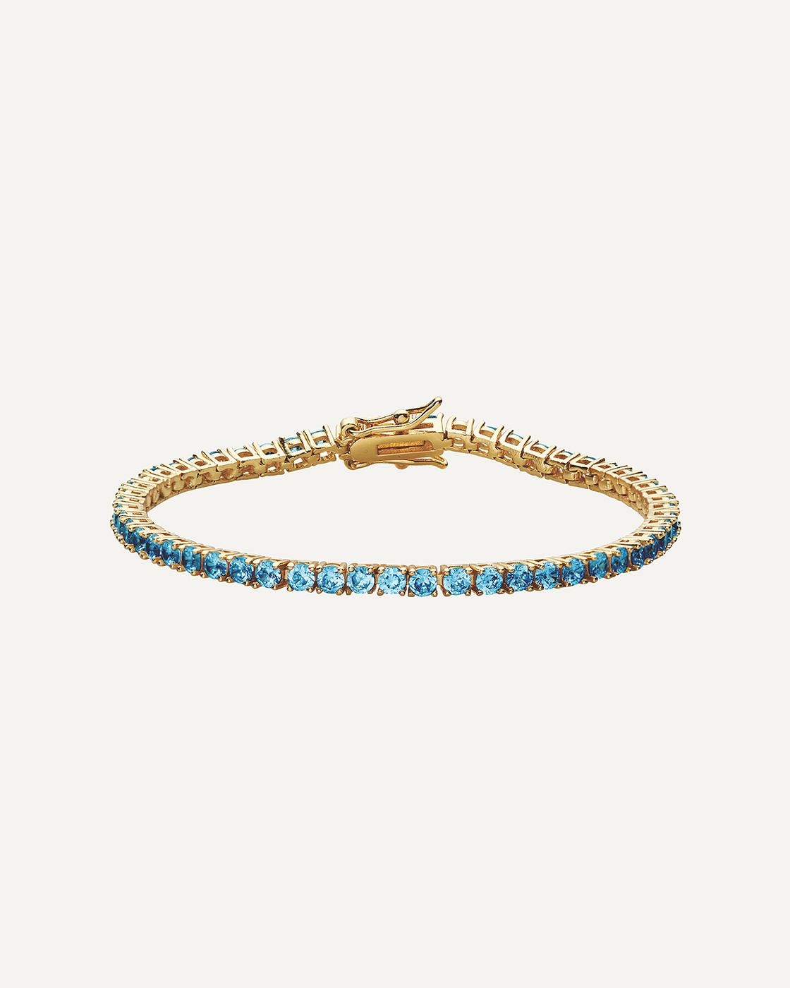 Serena Gold-Plated Cubic Zirconia Tennis Bracelet - Adriatic blue