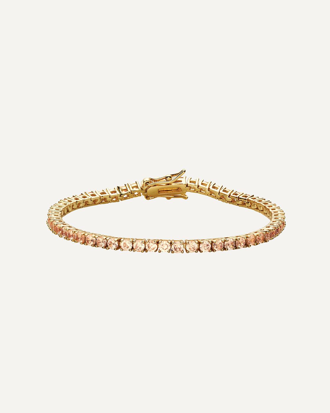 Serena Gold-Plated Cubic Zirconia Tennis Bracelet - Champagne