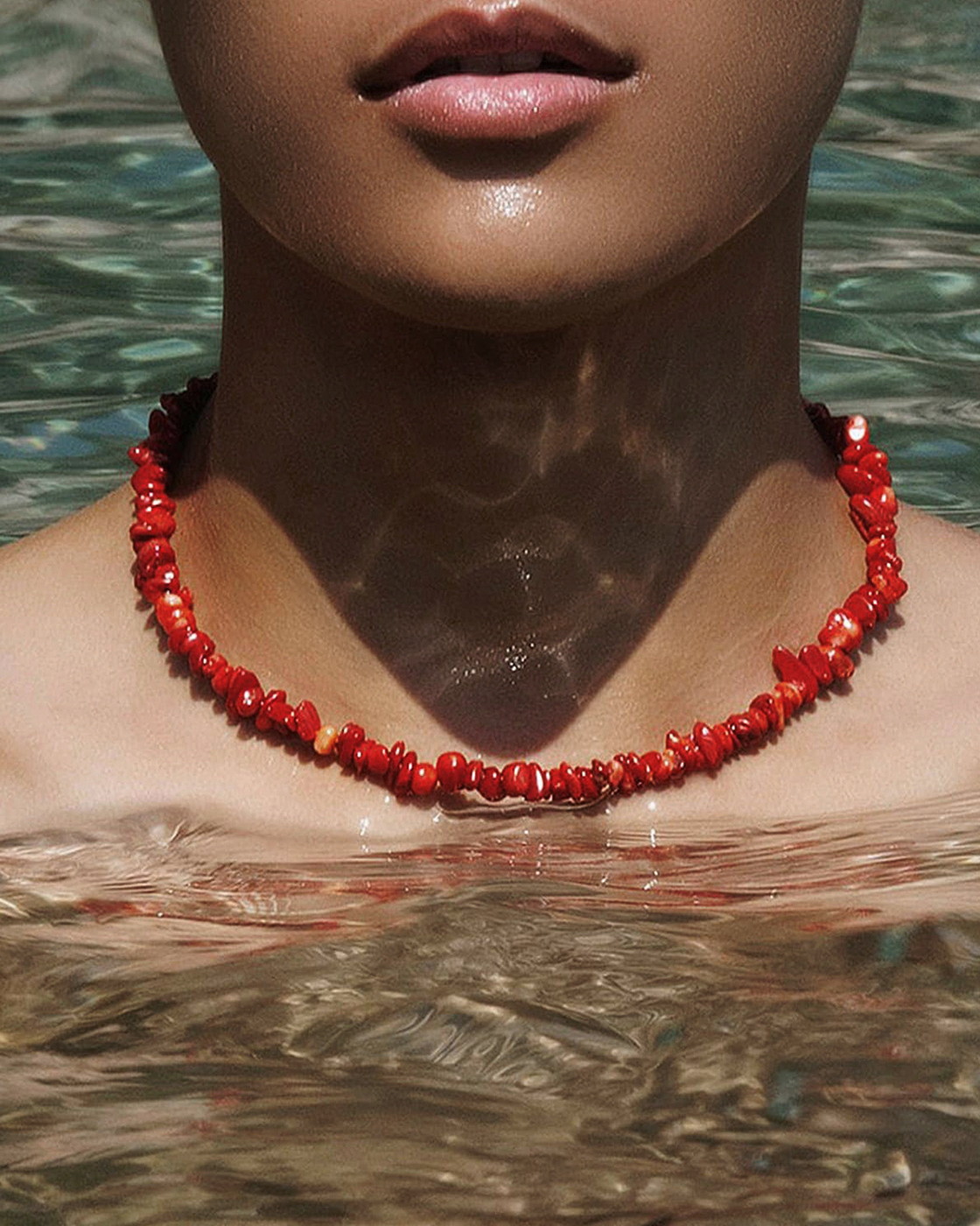 Balos Beach Red Coral Necklace with Gold Plated Silver Clasp