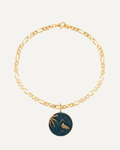 Circe's Heron Vergoldetes rundes kleines griechisches Armband aus Silber Blau