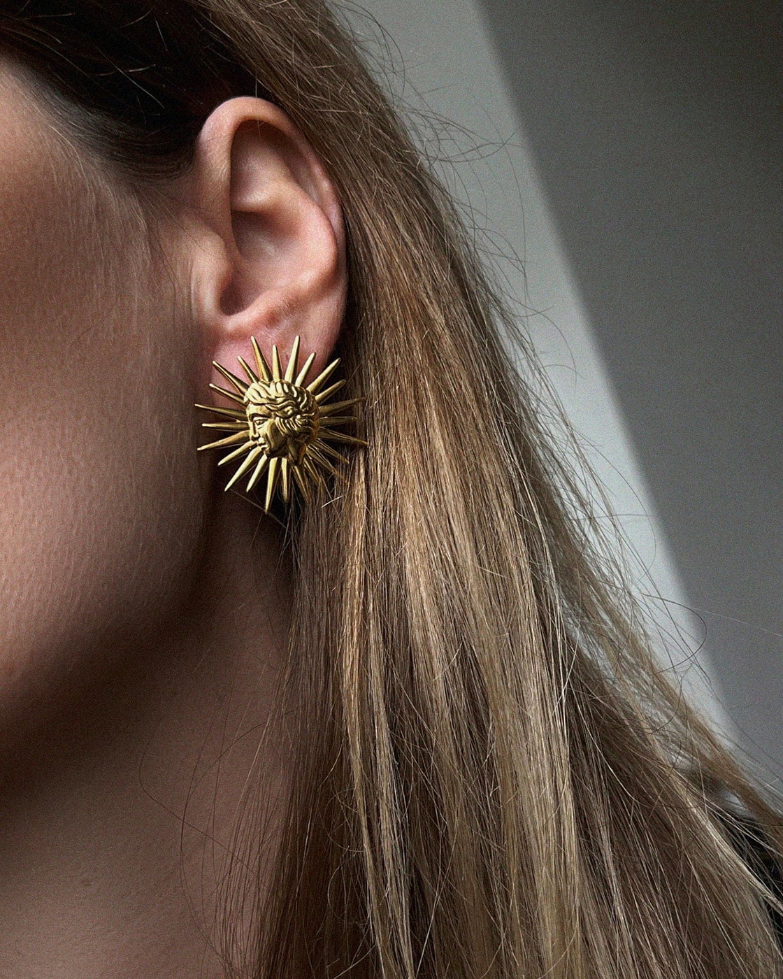 Gold-Plated Sterling Silver Sun Earrings
