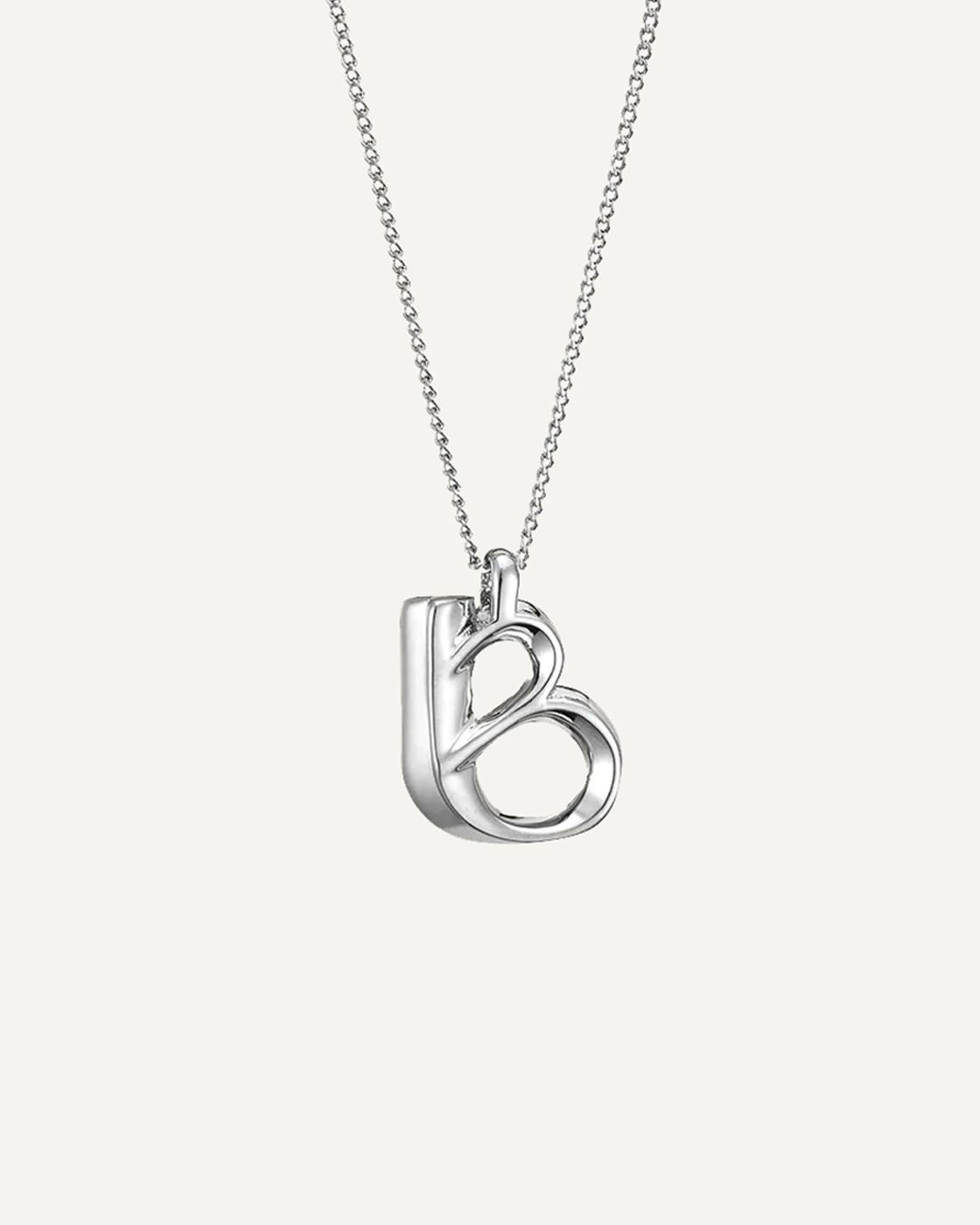 JB Monogram Curb Chain Silver-Plated Necklace Letter B