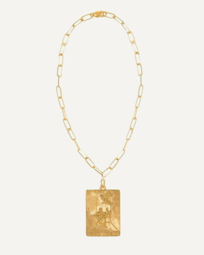 Lovers Yasemi Chain Quadratische Gold Vermeil-Halskette mit Anhänger