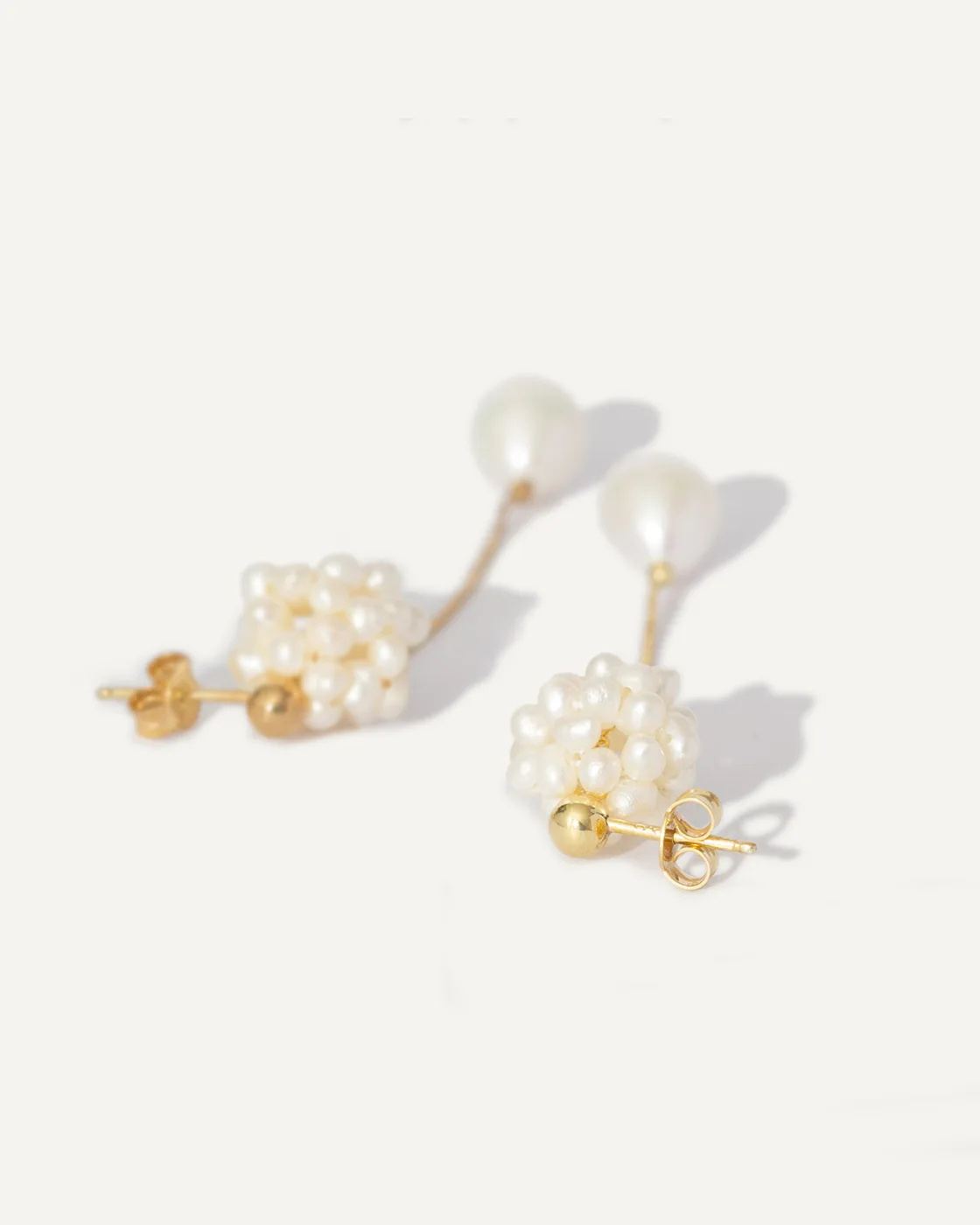 Gold-Plated Sterling Silver Pearl Drop Earrings