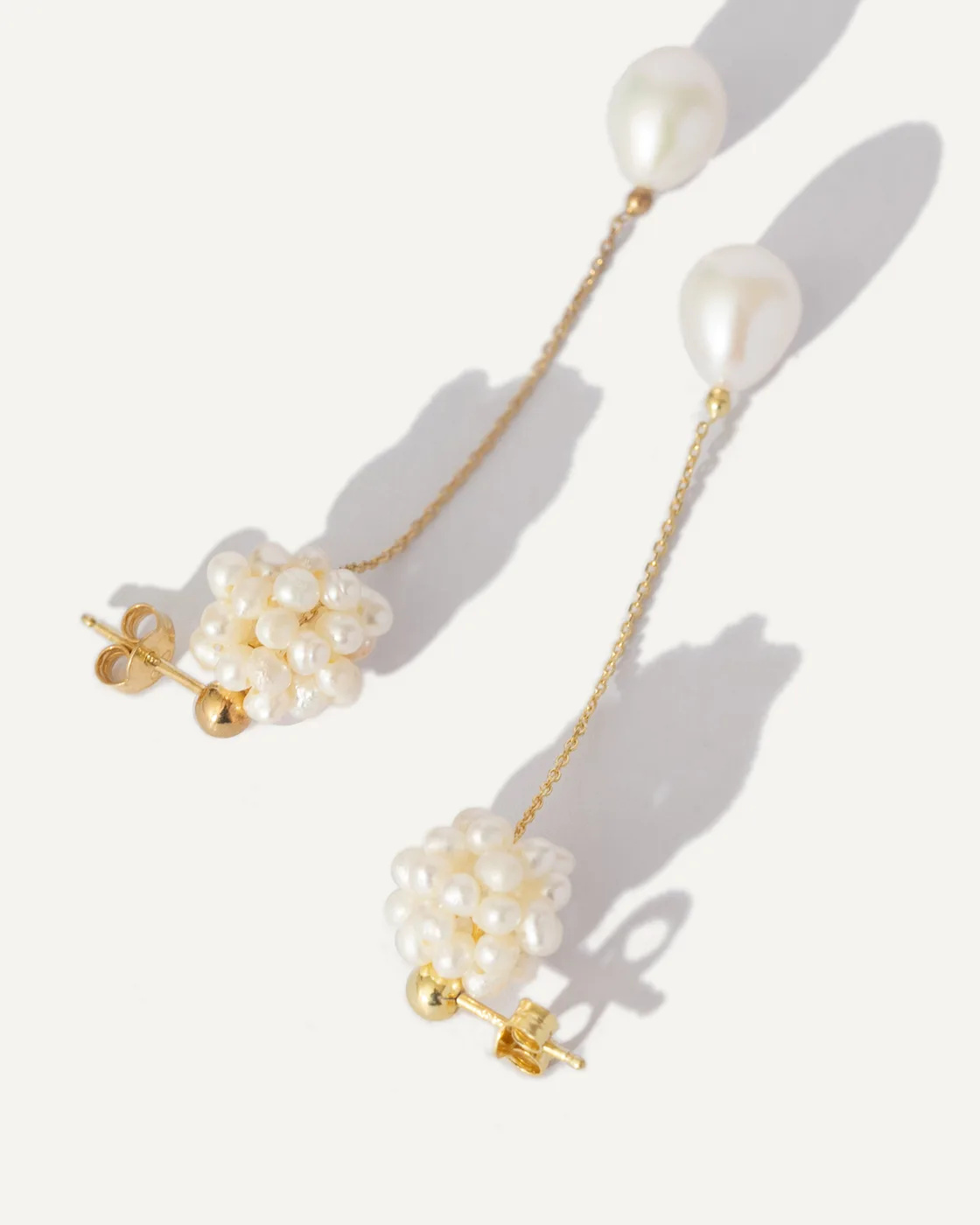 Gold-Plated Sterling Silver Pearl Drop Earrings