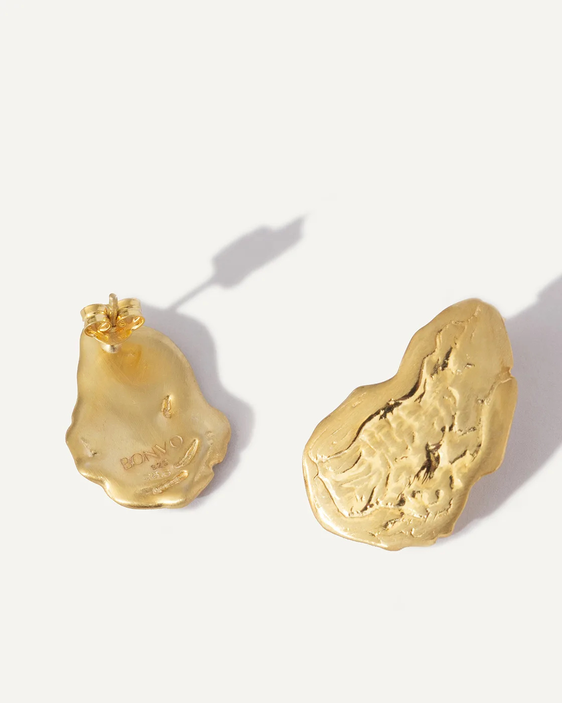 Vergoldete Austern-Ohrringe aus Sterlingsilber
