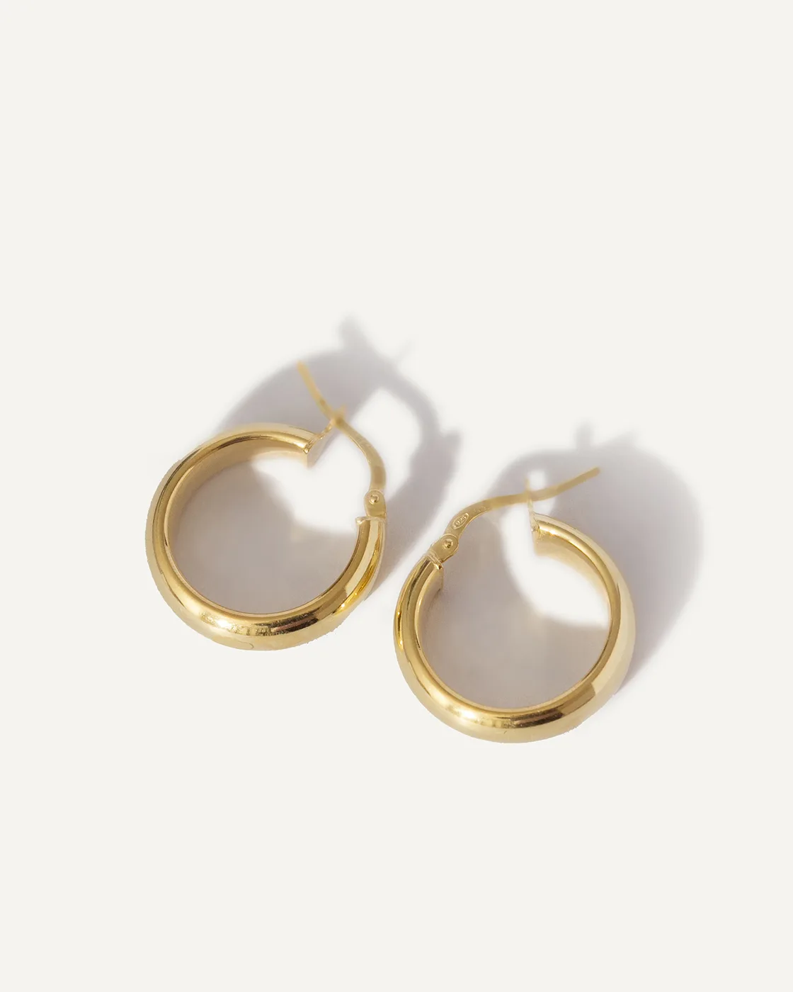 Gold-Plated Sterling Silver Round Chunky Bull Hoops