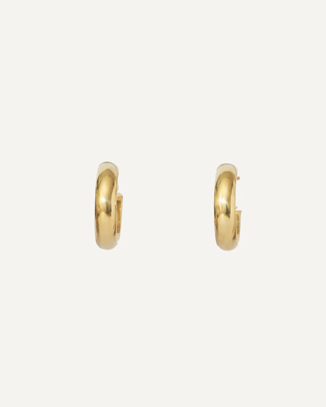 Gold-Plated Sterling Silver Round Chunky Bull Hoops