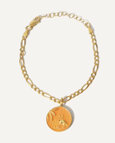 Circe's Heron Vergoldetes rundes kleines griechisches Armband aus Silber