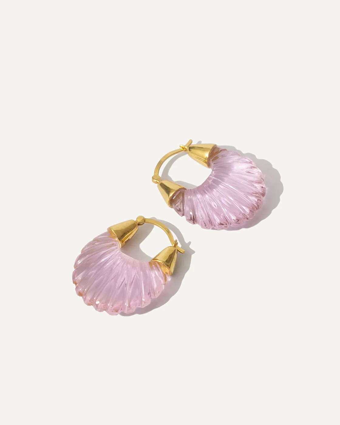 Ettienne Gold Vermeil Ridged Earrings - Soft Pink