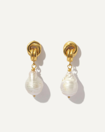 Chunky Knot Baroque Pearl Earrings