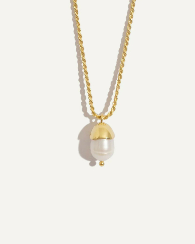 Perla Gold-Plated Solid Sterling Silver Necklace with a Fresh Pearl