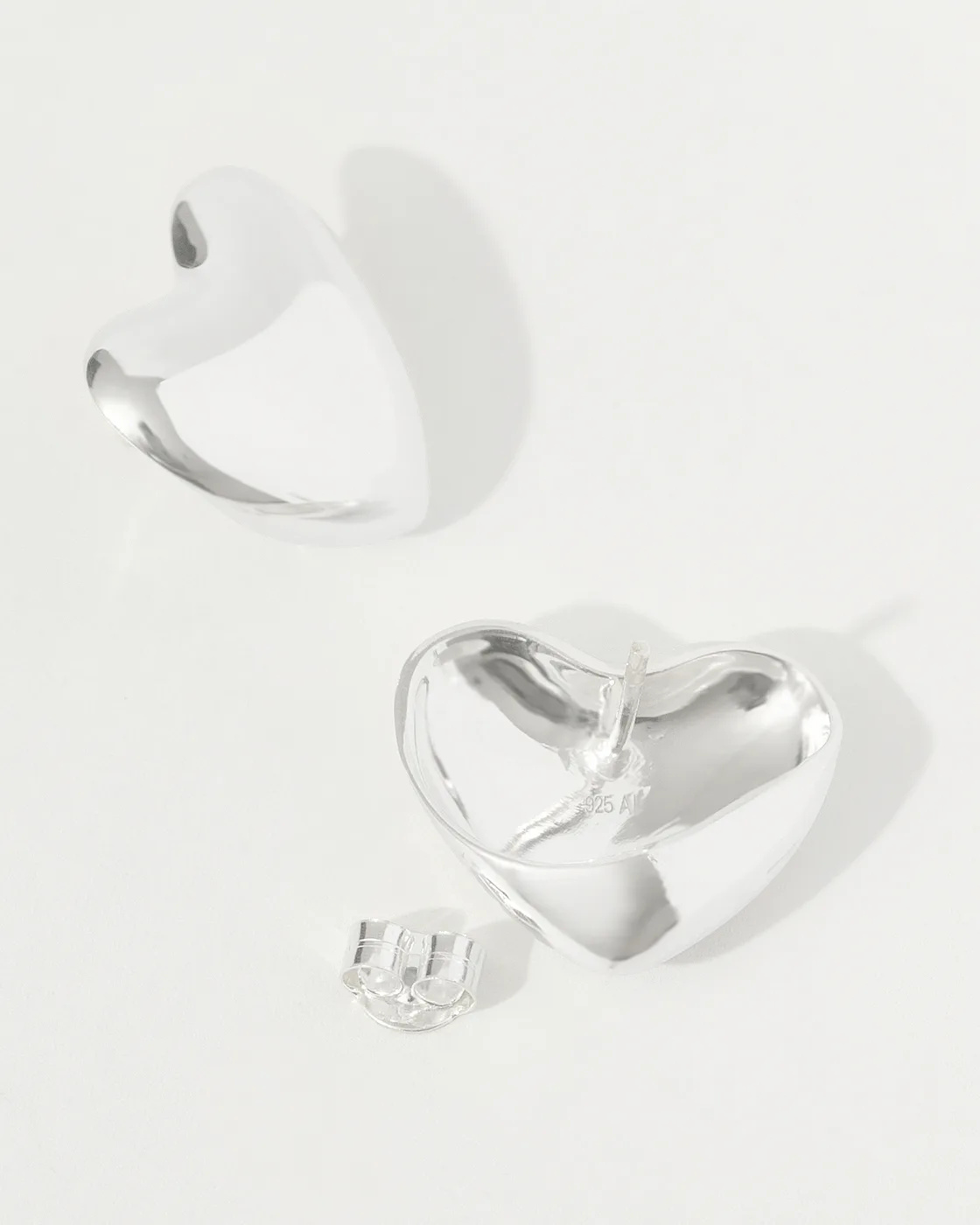 Voluptuous Sterling Silver Heart Earrings Large