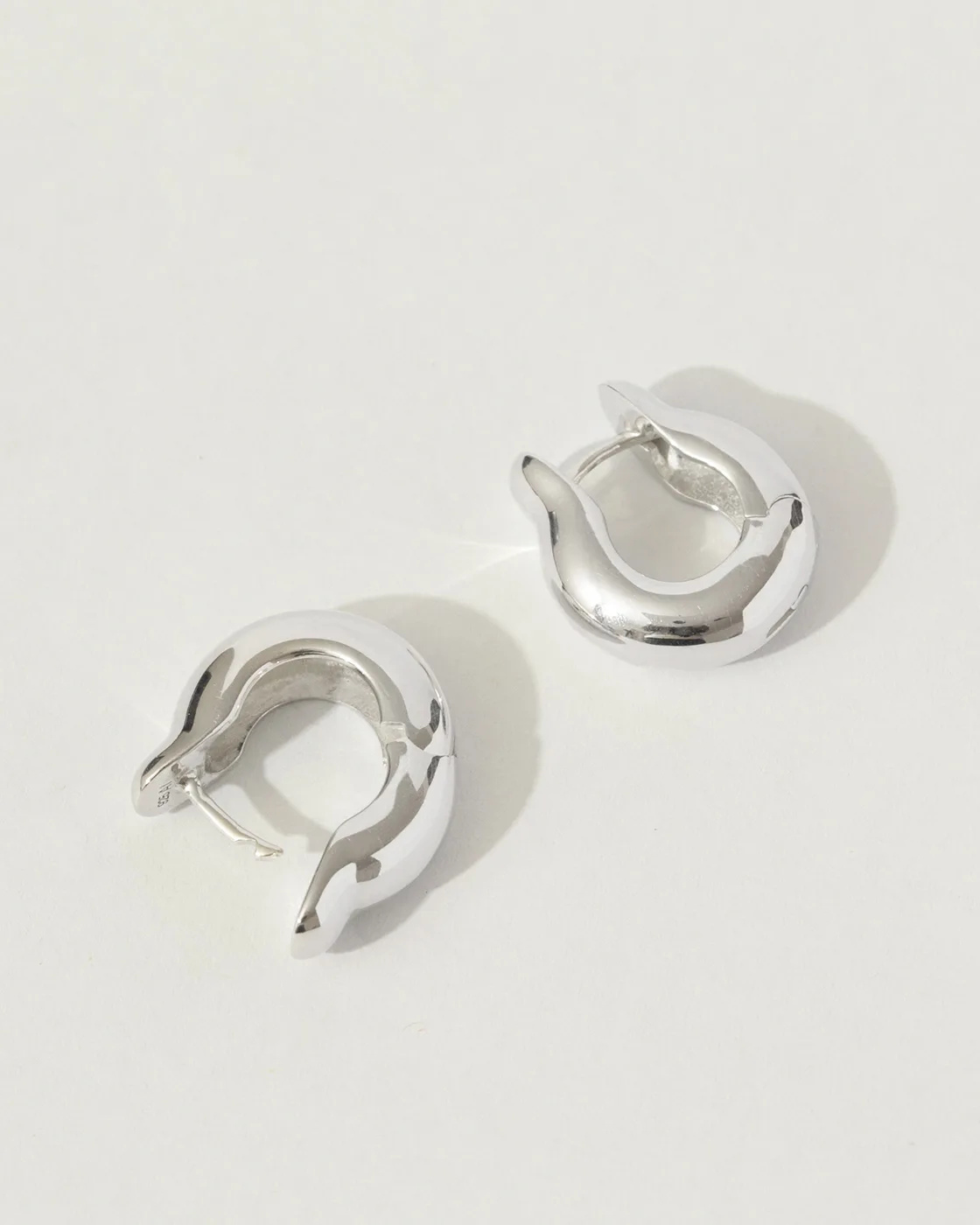 Ample Sterling Silver Hinge Hoops Small