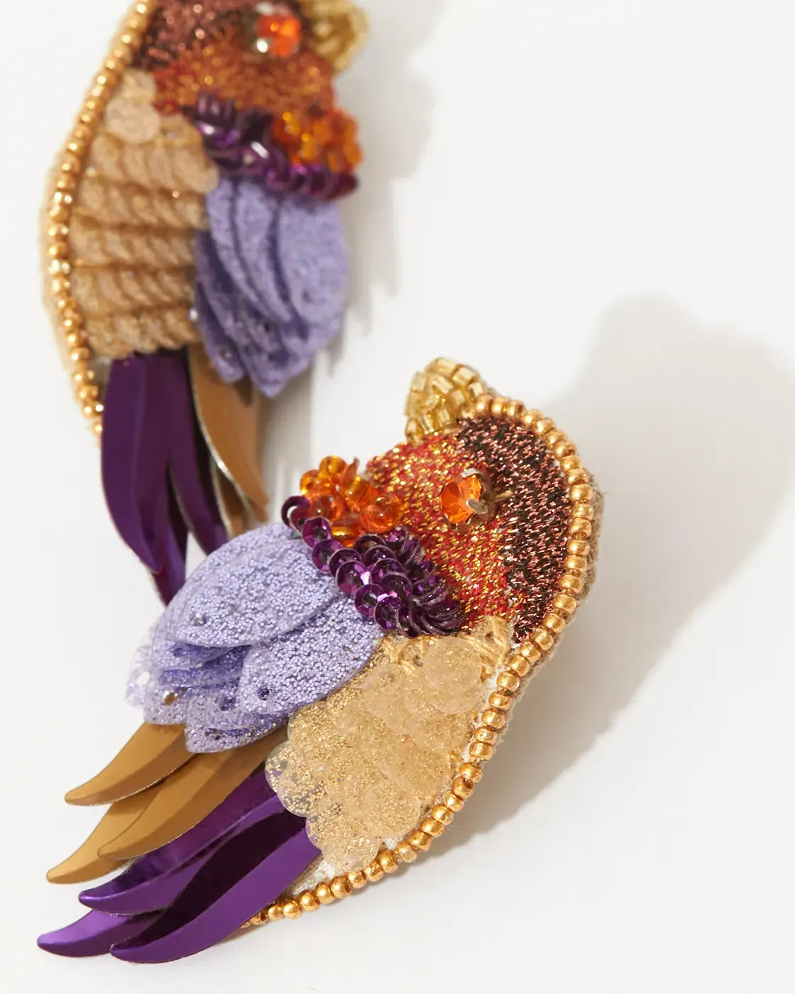Robin Bird-Shaped Earrings Purple
