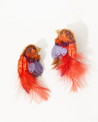 Feather Robin Bird-Shaped Earrings