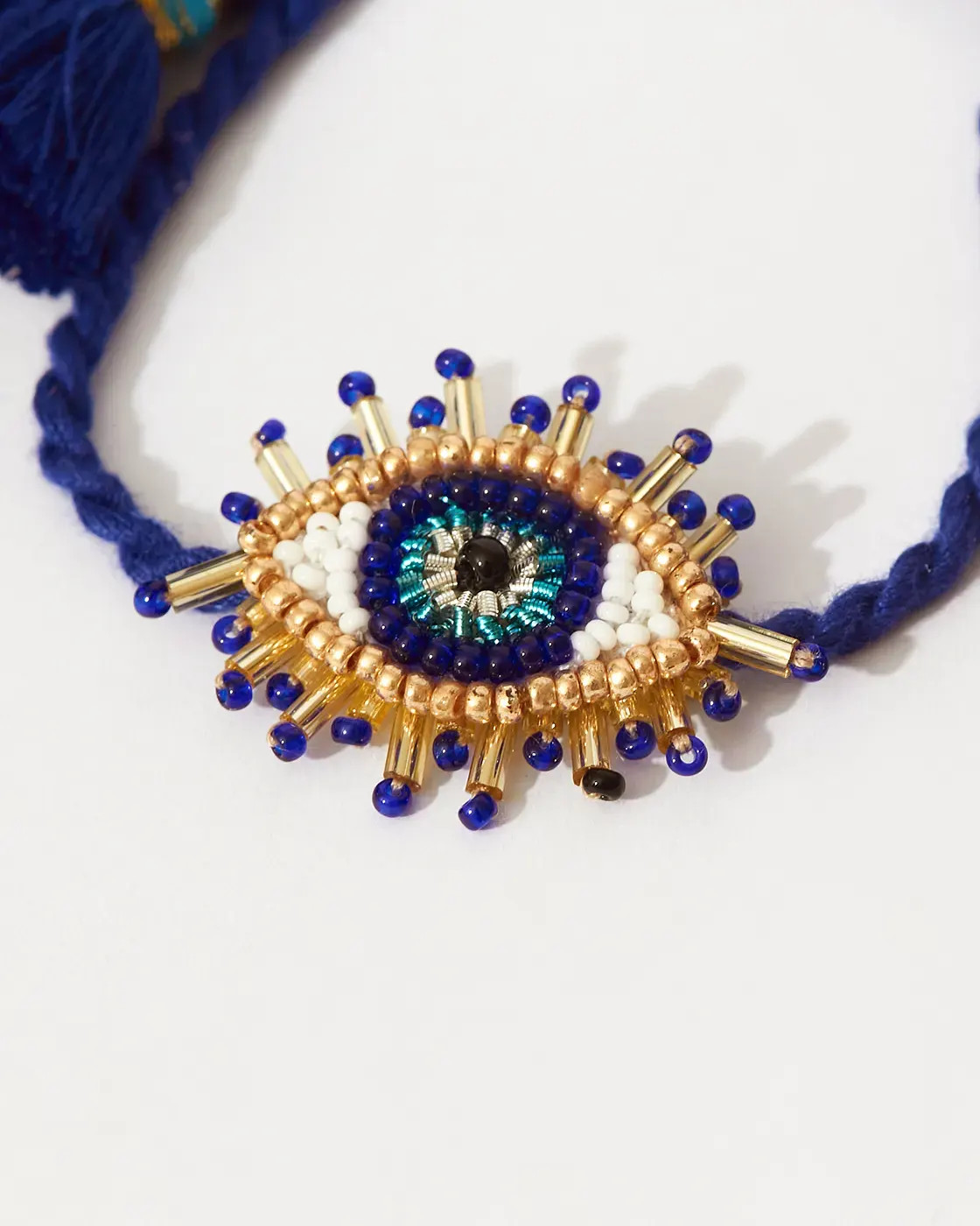 Beaded Mini Evil Eye Bracelet Blue
