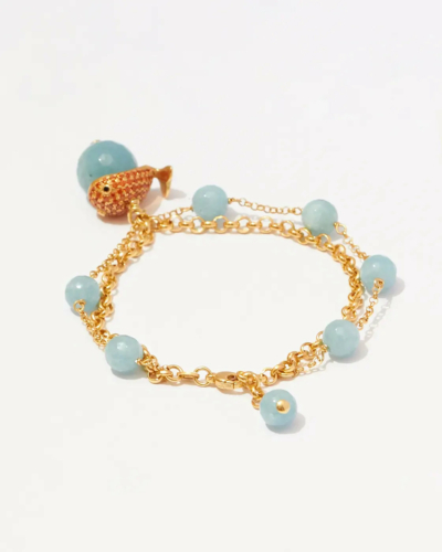 Krill Gold-Plated Silver Chain Bracelet with Agate