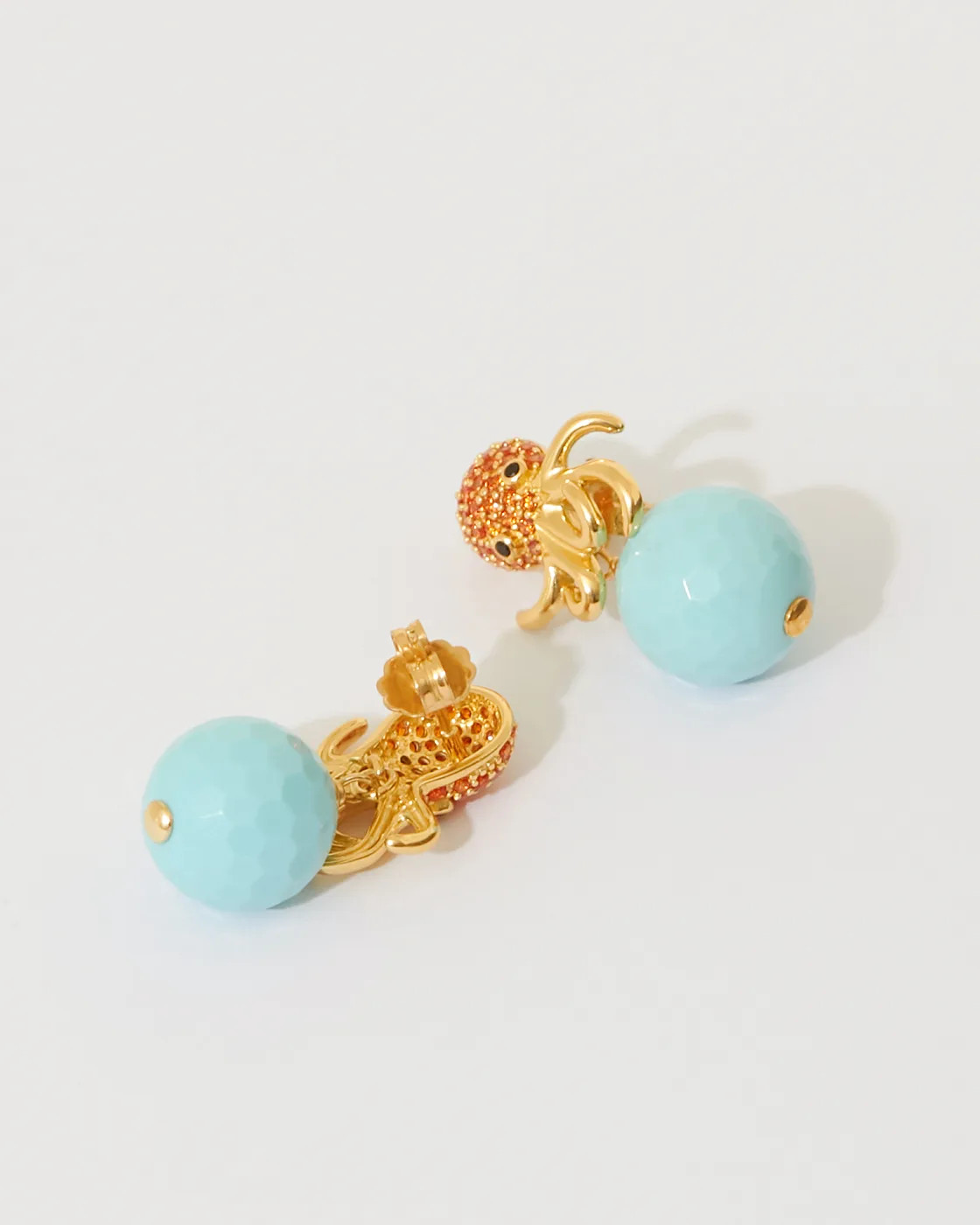 Krill Octopus Stud Earrings with Turquoise