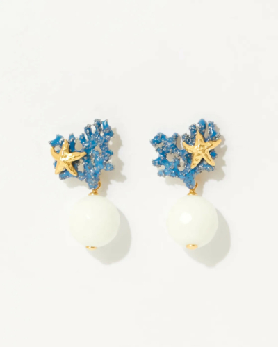 Positano Studs with White Agate Drops