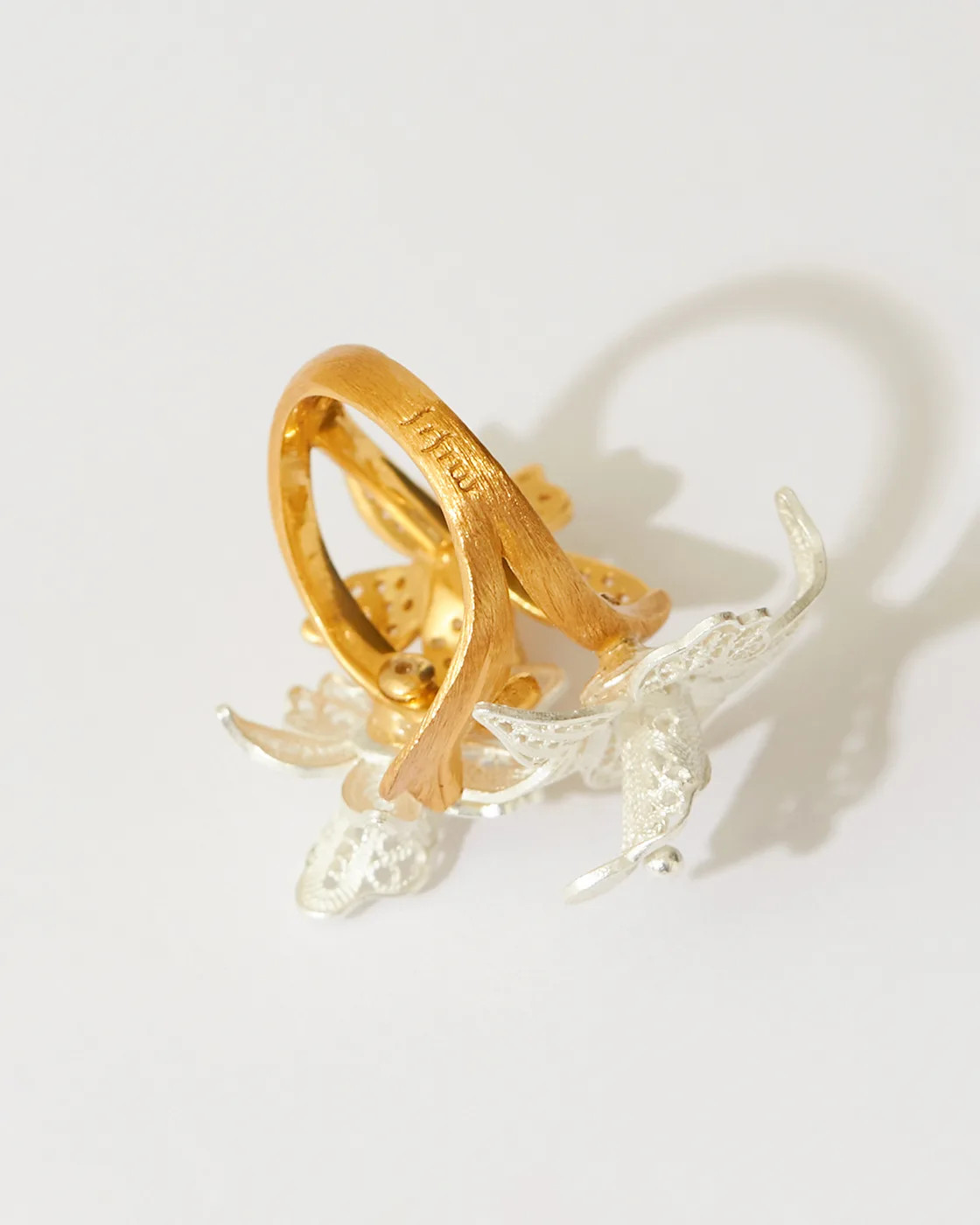 Marisol Two-Tone Flower Silver Filigree Ring